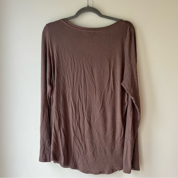 Cyrus Mauve Brown V-Neck Long Sleeve Top Medium | Soft Stretch Rayon Spandex - Picture 10 of 11